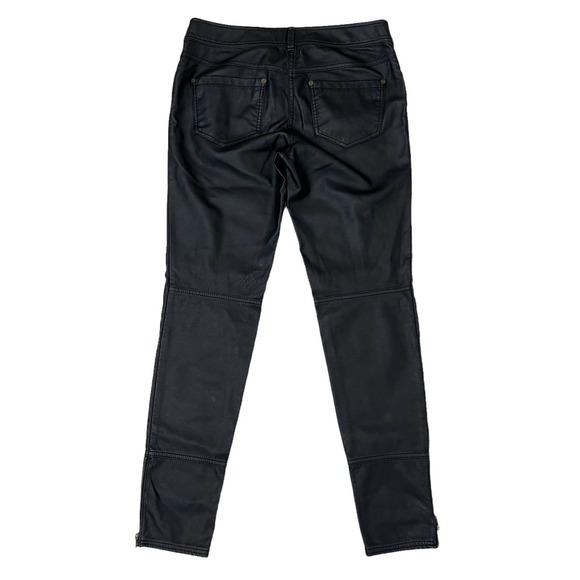 Free People Faux Leather Pants Size 4 Zip Ankle Zipper Pockets Moto Skinny Black - Picture 2 of 7